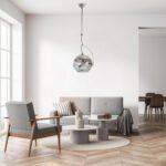 GLOBOSTAR® GLASSO 60928 Μοντέρνο Κρεμαστό Φωτιστικό Οροφής με Ντουί 1 x E27 AC 220-240V IP20 - Ασημί - Μ27 x Π27 x Υ52cm - Image 12