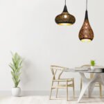 GLOBOSTAR® JANIS 01590 Μοντέρνο Κρεμαστό Φωτιστικό Οροφής με Ντουί 1 x E27 AC 220-240V IP20 - Μαύρο & Χρυσό - Μ30 x Π30 x Υ30cm - Image 11