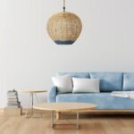 GLOBOSTAR® SIMON 00727 Boho Κρεμαστό Φωτιστικό Οροφής με Ντουί 1 x E27 AC 220-240V IP20 - Μπεζ & Μπλε - Μ50 x Π50 x Y47cm - Image 10