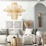 GLOBOSTAR® BALI 00862 Boho Κρεμαστό Φωτιστικό Οροφής με Ντουί 1 x E27 AC 220-240V IP20 - Μπεζ - Μ60 x Π60 x Υ45cm - Image 9