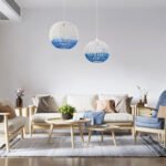 GLOBOSTAR® SANTOR 00728 Boho Κρεμαστό Φωτιστικό Οροφής με Ντουί 1 x E27 AC 220-240V IP20 - Λευκό & Μπλε - Μ30 x Π30 x Υ30cm - Image 10