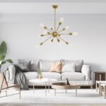 GLOBOSTAR® MILANO 01485 Μοντέρνο Φωτιστικό Οροφής με Ντουί 12 x E27 AC 220-240V IP20 - Χρυσό - Μ80 x Π80 x Υ80cm - Image 10