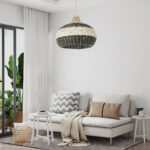 GLOBOSTAR® BARBADOS 01946 Boho Κρεμαστό Φωτιστικό Οροφής με Ντουί 1 x E27 AC 220-240V IP20 - Μπεζ & Λαδί - Μ40 x Π40 x Υ34cm - Image 12