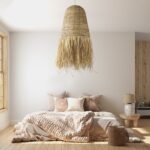 GLOBOSTAR® PORTOFERRAIO 02190 Boho Κρεμαστό Φωτιστικό Οροφής με Ντουί 1 x E27 AC 220-240V IP20 - Μπεζ - Μ60 x Π60 x Υ120cm