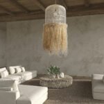 GLOBOSTAR® BASSETERRE 02163 Boho Κρεμαστό Φωτιστικό Οροφής με Ντουί 1 x E27 AC 220-240V IP20 - Μπεζ & Καφέ - Μ70 x Π70 x Υ170cm - Image 11