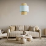 GLOBOSTAR® SAIGE 02045 Boho Κρεμαστό Φωτιστικό Οροφής με Ντουί 1 x E27 AC 220-240V IP20 - Γαλάζιο & Μπεζ - Μ50 x Π50 x Υ60cm - Image 11