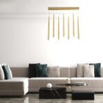 GLOBOSTAR® TEARS 61312 Μοντέρνο Κρεμαστό Φωτιστικό Οροφής LED 21W 2310lm 180° AC 220-240V IP20 Ρυθμιζόμενο Λευκό CCT με Χειριστήριο από 2700K έως 6000K Dimmable - Lumileds SMD Chip - Χρυσό Βούρτσας - Μ70 x Π3.2 x Υ60cm - 3 Χρόνια Εγγύηση - Image 12