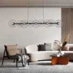 GLOBOSTAR® VERONA 00588 Μοντέρνο Κρεμαστό Φωτιστικό Οροφής με Ντουί 9 x E27 AC 220-240V IP20 - Μαύρο & Χρυσό - Μ140 x Π28 x Υ20cm - Image 11