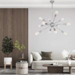 GLOBOSTAR® MILANO 01487 Μοντέρνο Φωτιστικό Οροφής με Ντουί 12 x E27 AC 220-240V IP20 - Ασημί - Μ80 x Π80 x Υ80cm - Image 9