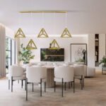 GLOBOSTAR® TRIANGLE 00610 Μοντέρνο Κρεμαστό Φωτιστικό Οροφής με Ντουί 5 x E27 AC 220-240V IP20 - Χρυσό - Μ170 x Π22 x Y130cm - Image 12