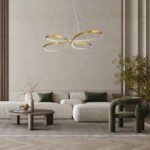 GLOBOSTAR® BUTTERFLY 61393 Μοντέρνο Κρεμαστό Φωτιστικό Οροφής LED 75W 8400lm 300° AC 220-240V IP20 Ρυθμιζόμενο Λευκό CCT με Χειριστήριο από 2700K έως 6000K Dimmable - Lumileds SMD Chip - Χρυσό Βούρτσας - Μ70 x Π55 x Υ4cm - 3 Χρόνια Εγγύηση - Image 14