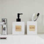 Σετ Μπάνιου “Bath Bamboo” Λευκό - Dispenser & Ποτήρι