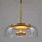 GLOBOSTAR® CHARLOTTE 00742 Μοντέρνο Κρεμαστό Φωτιστικό Οροφής LED 5W 500lm 180° AC 220-240V IP20 Θερμό Λευκό 2700K - Lumileds SMD Chip - Διάφανο & Χρυσό - Μ23 x Π23 x Υ23cm - 2 Χρόνια Εγγύηση - Image 3