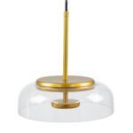 GLOBOSTAR® CHARLOTTE 00742 Μοντέρνο Κρεμαστό Φωτιστικό Οροφής LED 5W 500lm 180° AC 220-240V IP20 Θερμό Λευκό 2700K - Lumileds SMD Chip - Διάφανο & Χρυσό - Μ23 x Π23 x Υ23cm - 2 Χρόνια Εγγύηση - Image 7