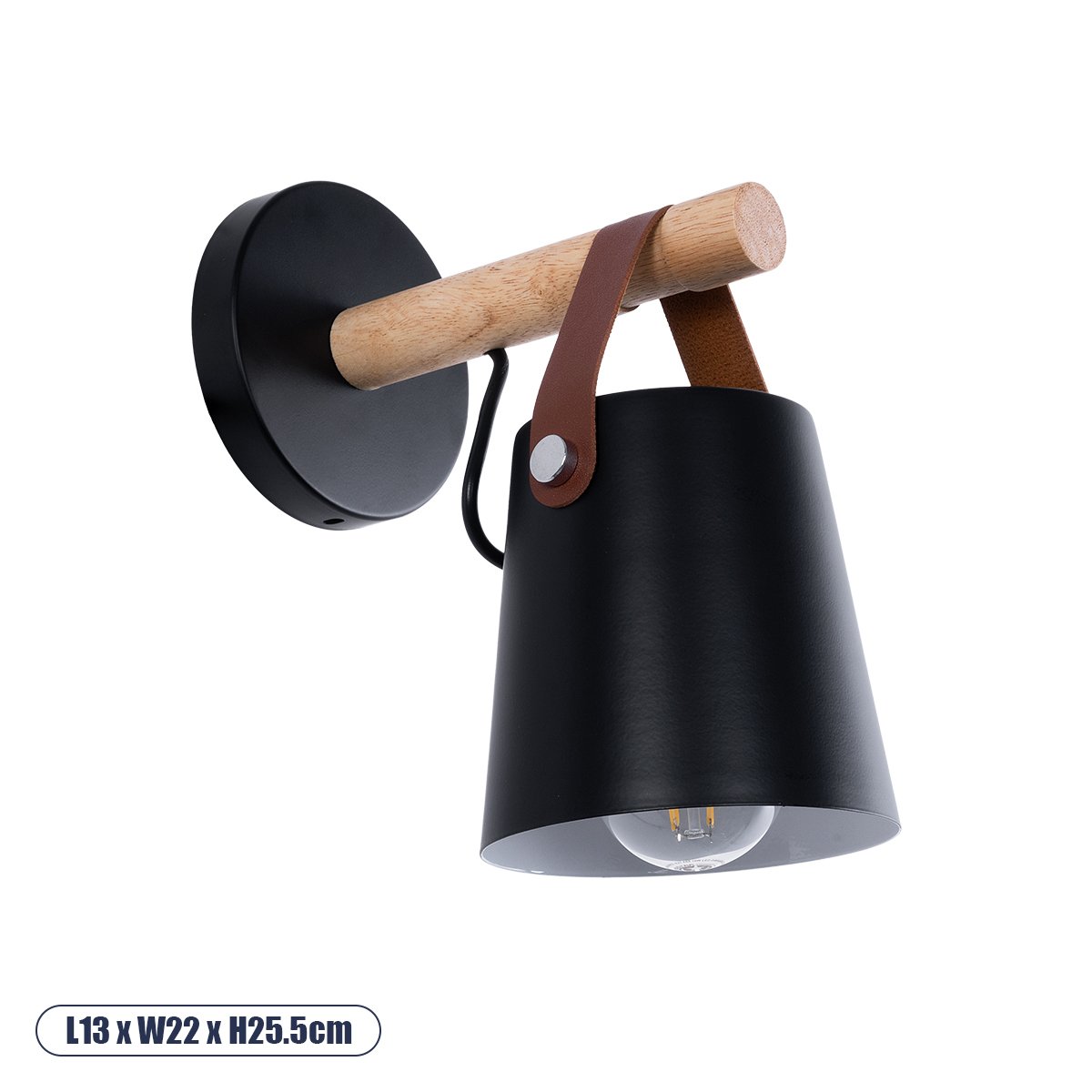 00947_0 GLOBOSTAR® AMY 00947 Μοντέρνο Φωτιστικό Τοίχου - Απλίκα με Ντουί 1 x E27 AC 220-240V IP20 - Μαύρο & Μπεζ - Μ13 x Π22 x Υ25.5cm - Image 1