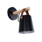 GLOBOSTAR® AMY 00947 Μοντέρνο Φωτιστικό Τοίχου - Απλίκα με Ντουί 1 x E27 AC 220-240V IP20 - Μαύρο & Μπεζ - Μ13 x Π22 x Υ25.5cm - Image 2