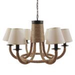 GLOBOSTAR® VERONE 10001020 Vintage Κρεμαστό Φωτιστικό Οροφής με Ντουί 6 x E14 AC 220-240V IP20 - Μπεζ - Μ65 x Π65 x Υ45cm - Image 5