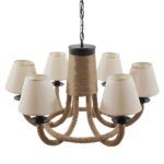 GLOBOSTAR® VERONE 10001020 Vintage Κρεμαστό Φωτιστικό Οροφής με Ντουί 6 x E14 AC 220-240V IP20 - Μπεζ - Μ65 x Π65 x Υ45cm - Image 6