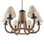 GLOBOSTAR® VERONE 10001020 Vintage Κρεμαστό Φωτιστικό Οροφής με Ντουί 6 x E14 AC 220-240V IP20 - Μπεζ - Μ65 x Π65 x Υ45cm - Image 7