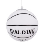 GLOBOSTAR® SPALDING NBA 01031 Παιδικό Κρεμαστό Φωτιστικό Οροφής με Ντουί 1 x E27 AC 220-240V IP20 - Λευκό & Μαύρο - Μ25 x Π25 x Υ25cm