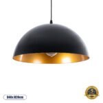 GLOBOSTAR® LUNE 01341 Μοντέρνο Κρεμαστό Φωτιστικό Οροφής με Ντουί 1 x E27 AC 220-240V IP20 - Μαύρο & Χρυσό - Μ40 x Π40 x Υ20cm