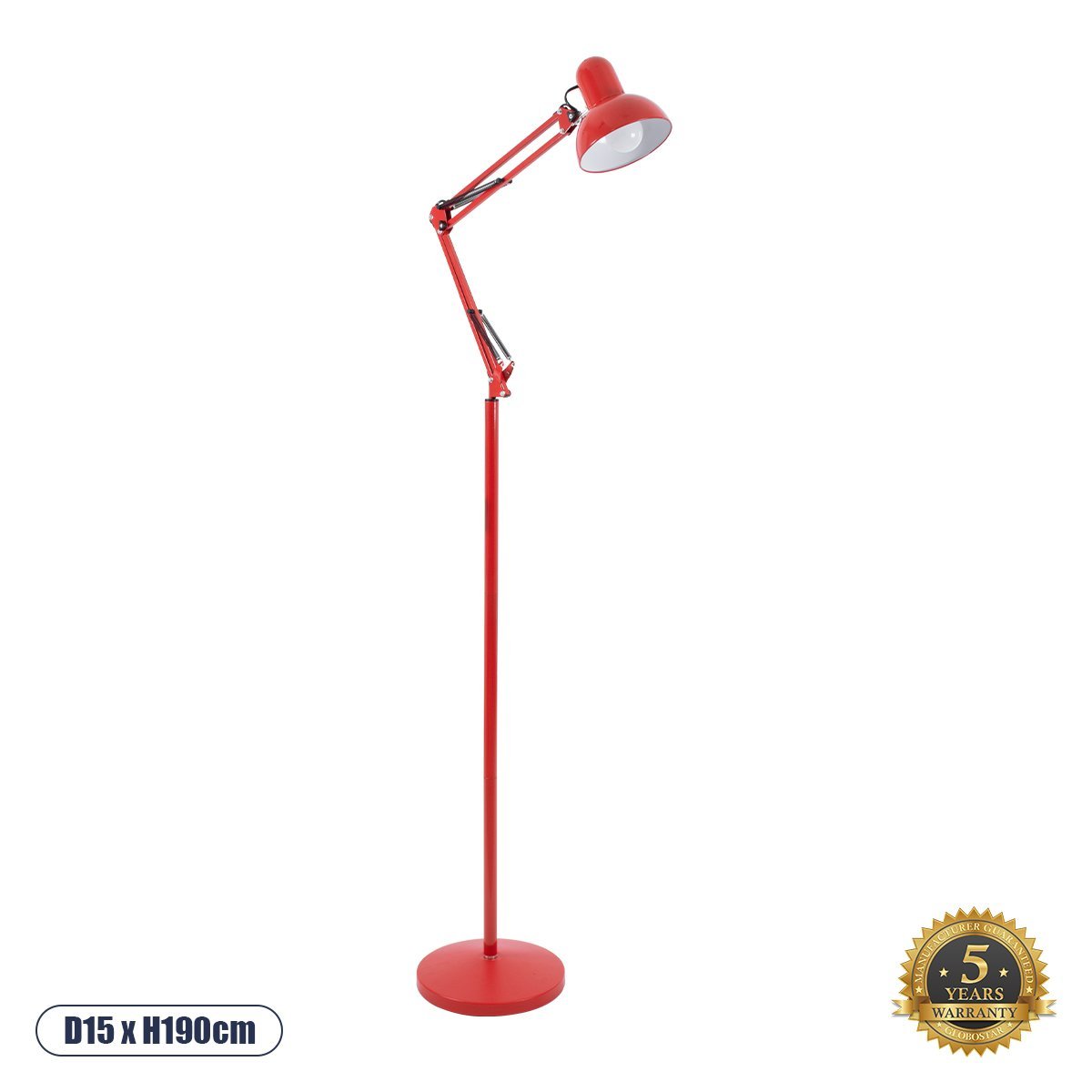 01470_0_ GLOBOSTAR® AUDREY 01470 Vintage Επιδαπέδιο Φωτιστικό με Ντουί 1 x E27 AC 220-240V IP20 - Κόκκινο - Μ15 x Π15 x Υ190cm - Image 1