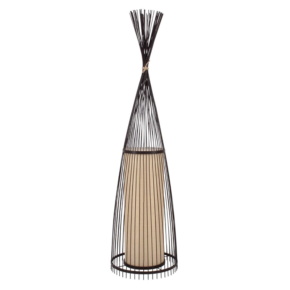 01756_00 GLOBOSTAR® AZORES 01756 Boho Επιδαπέδιο Φωτιστικό με Ντουί 1 x E27 AC 220-240V IP20 - Καφέ & Μπεζ - Μ40 x Π40 x Υ150cm - Image 1