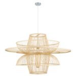 GLOBOSTAR® BALI 01758 Boho Κρεμαστό Φωτιστικό Οροφής με Ντουί 1 x E27 AC 220-240V IP20 - Μπεζ - Μ100 x Π100 x Υ60cm - Image 4