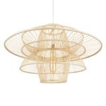 GLOBOSTAR® BALI 01758 Boho Κρεμαστό Φωτιστικό Οροφής με Ντουί 1 x E27 AC 220-240V IP20 - Μπεζ - Μ100 x Π100 x Υ60cm - Image 6