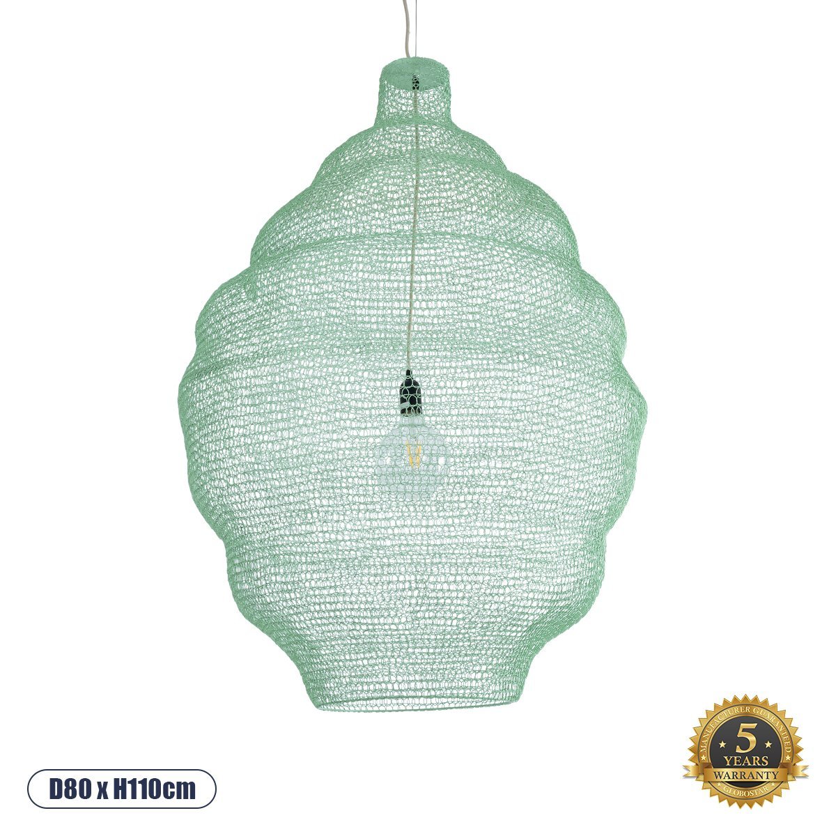 01903_0 GLOBOSTAR® KENTUCKY 01903 Vintage Κρεμαστό Φωτιστικό Οροφής με Ντουί 1 x E27 AC 220-240V IP20 - Τιρκουάζ - Μ80 x Π80 x Y110cm - Image 1