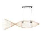 GLOBOSTAR® FISH 01927 Boho Κρεμαστό Φωτιστικό Οροφής με Ντουί 2 x E27 AC 220-240V IP20 - Μπεζ - Μ130 x Π42 x Υ42cm - Image 4