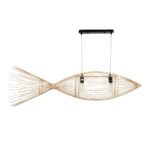 GLOBOSTAR® FISH 01927 Boho Κρεμαστό Φωτιστικό Οροφής με Ντουί 2 x E27 AC 220-240V IP20 - Μπεζ - Μ130 x Π42 x Υ42cm - Image 5