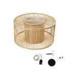 GLOBOSTAR® HIBISCUS 01935 Boho Κρεμαστό Φωτιστικό Οροφής με Ντουί 1 x E27 AC 220-240V IP20 - Μπεζ - Μ40 x Π40 x Υ20cm - Image 10