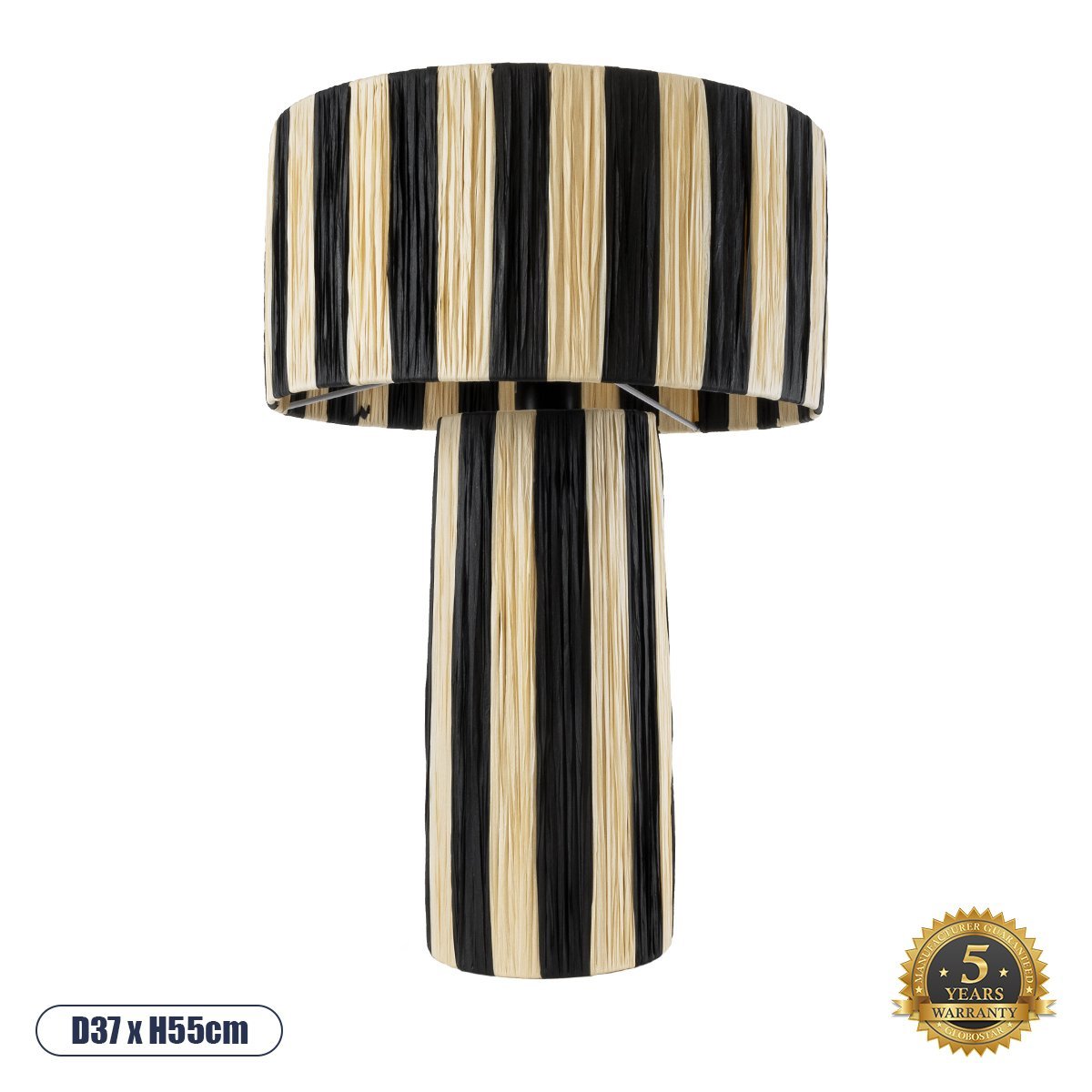 02234_0 GLOBOSTAR® NASSAU 02234 Boho Επιτραπέζιο Φωτιστικό Πορτατίφ με Ντουί 1 x E27 AC 220-240V IP20 - Μπεζ & Μαύρο - Μ37 x Π37 x Υ55cm - Image 1