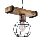 GLOBOSTAR® STARLO 201-0004 Vintage Κρεμαστό Φωτιστικό Οροφής με Ντουί 1 x E27 AC 220-240V IP20 - Μπεζ & Μαύρο - Μ30 x Π16 x Υ23cm - Image 2