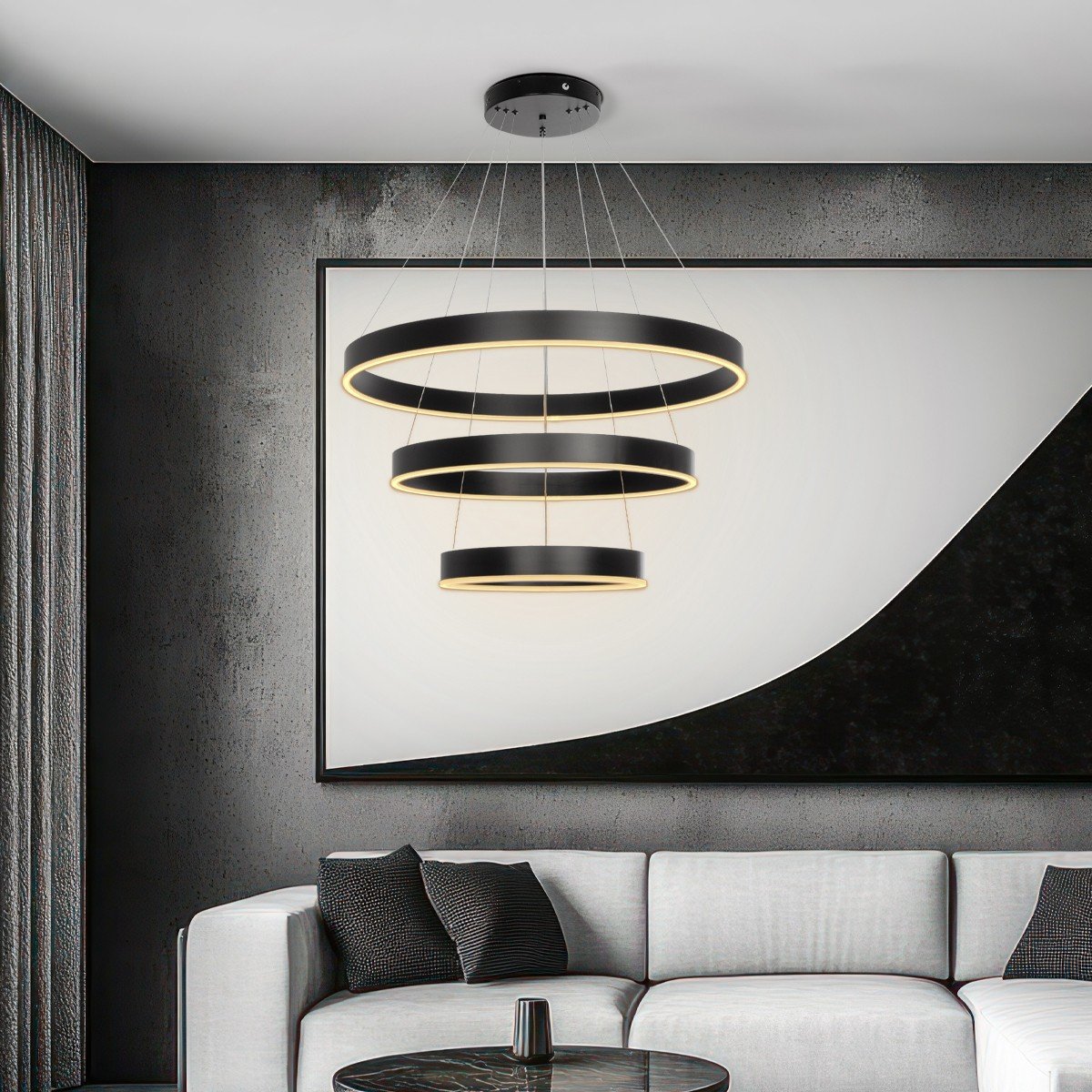 0f78b4_61188_1 kelvo® VENOM 61188 Μοντέρνο Κρεμαστό Φωτιστικό Οροφής LED 120W 14158lm 120° AC 220-240V IP20 Ρυθμιζόμενο Λευκό CCT με Χειριστήριο από 2700K έως 6000K Dimmable - Lumileds SMD Chip - Μαύρο Ματ - Μ80 x Π80 x Υ60cm - 3 Χρόνια Εγγύηση - Image 1