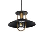 GLOBOSTAR® BILLA 203-0042 Vintage Κρεμαστό Φωτιστικό Οροφής με Ντουί 1 x E27 AC 220-240V IP20 - Μαύρο & Χρυσό - M30.5 x Π30.5 x Υ20cm - Image 2