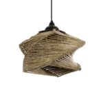 GLOBOSTAR® HUSLE 205-0043 Boho Κρεμαστό Φωτιστικό Οροφής με Ντουί 1 x E27 AC 220-240V IP20 - Μπεζ - M28 x Π28 x Υ19cm - Image 2