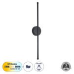 GLOBOSTAR® DIADEM 61329 Μοντέρνο Φωτιστικό Τοίχου - Απλίκα LED 9W 1080lm 120° AC 220-240V IP20 Ρυθμιζόμενο Λευκό CCT με On/Off 2700K/4500K/6000K - Lumileds SMD Chip - Μαύρο Ματ - Μ10 x Π4 x Υ60cm - 3 Χρόνια Εγγύηση - Image 2
