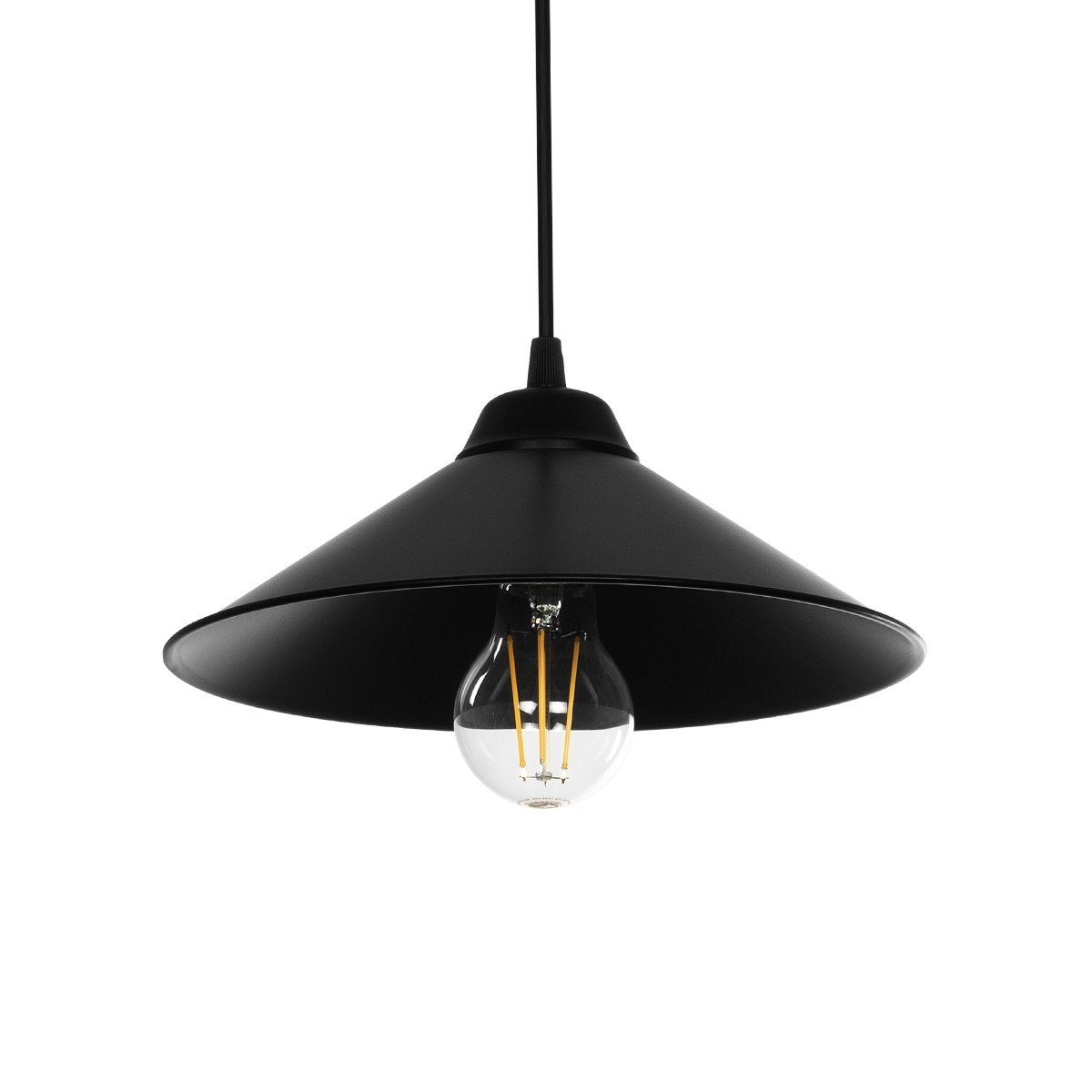 14fe7e_203_0080_0 GLOBOSTAR® FONTE 203-0080 Μοντέρνο Κρεμαστό Φωτιστικό Οροφής με Ντουί 1 x E27 AC 220-240V IP20 - Μαύρο - Μ25.5 x Π25.5 x Υ10cm - Image 1