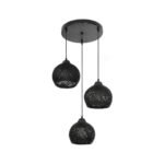 GLOBOSTAR® YASAM 203-0022 Vintage Κρεμαστό Φωτιστικό Οροφής με Ντουί 3 x E27 AC 220-240V IP20 - Μαύρο - Μ42 x Π42 x Υ54cm - Image 2