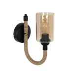 GLOBOSTAR® RIFT 203-0002 Vintage Φωτιστικό Τοίχου - Απλίκα με Ντουί 1 x E27 AC 220-240V IP20 - Μαύρο & Μπεζ - Μ12 x Π24 x Υ31cm - Image 2