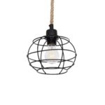 GLOBOSTAR® TALAH 203-0008 Vintage Κρεμαστό Φωτιστικό Οροφής με Ντουί 1 x E27 AC 220-240V IP20 - Μαύρο & Μπεζ - Μ20 x Π20 x Υ20cm - Image 2