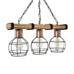 GLOBOSTAR® STARLO 201-0006 Vintage Κρεμαστό Φωτιστικό Οροφής με Ντουί 3 x E27 AC 220-240V IP20 - Μπεζ & Μαύρο - Μ50 x Π16 x Υ23cm - Image 5