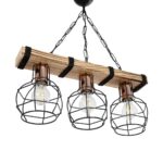 GLOBOSTAR® STARLO 201-0006 Vintage Κρεμαστό Φωτιστικό Οροφής με Ντουί 3 x E27 AC 220-240V IP20 - Μπεζ & Μαύρο - Μ50 x Π16 x Υ23cm - Image 6