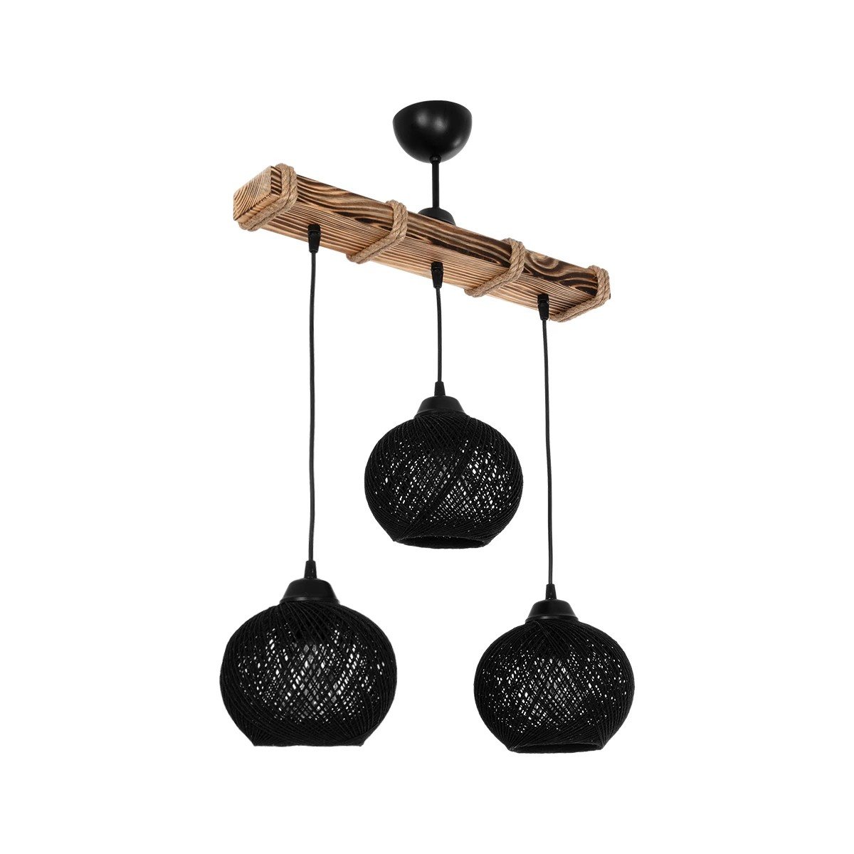 201_0010_0 GLOBOSTAR® LUMA 201-0010 Vintage Κρεμαστό Φωτιστικό Οροφής με Ντουί 3 x E27 AC 220-240V IP20 - Μπεζ & Μαύρο - Μ55 x Π18 x Υ65cm - Image 1