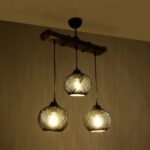 GLOBOSTAR® LUMA 201-0010 Vintage Κρεμαστό Φωτιστικό Οροφής με Ντουί 3 x E27 AC 220-240V IP20 - Μπεζ & Μαύρο - Μ55 x Π18 x Υ65cm - Image 2