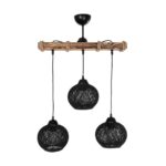 GLOBOSTAR® LUMA 201-0010 Vintage Κρεμαστό Φωτιστικό Οροφής με Ντουί 3 x E27 AC 220-240V IP20 - Μπεζ & Μαύρο - Μ55 x Π18 x Υ65cm - Image 3