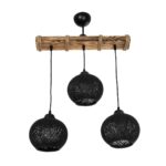 GLOBOSTAR® LUMA 201-0010 Vintage Κρεμαστό Φωτιστικό Οροφής με Ντουί 3 x E27 AC 220-240V IP20 - Μπεζ & Μαύρο - Μ55 x Π18 x Υ65cm - Image 4