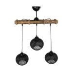 GLOBOSTAR® LUMA 201-0010 Vintage Κρεμαστό Φωτιστικό Οροφής με Ντουί 3 x E27 AC 220-240V IP20 - Μπεζ & Μαύρο - Μ55 x Π18 x Υ65cm - Image 5